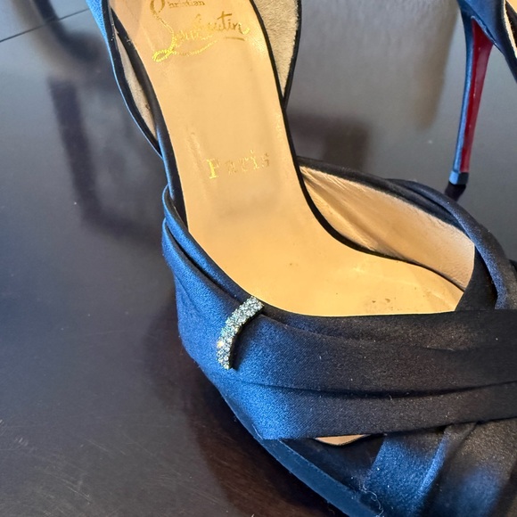 Christian Louboutin D’orsay tres Ophrahs Black Satin Heels - Picture 4 of 13